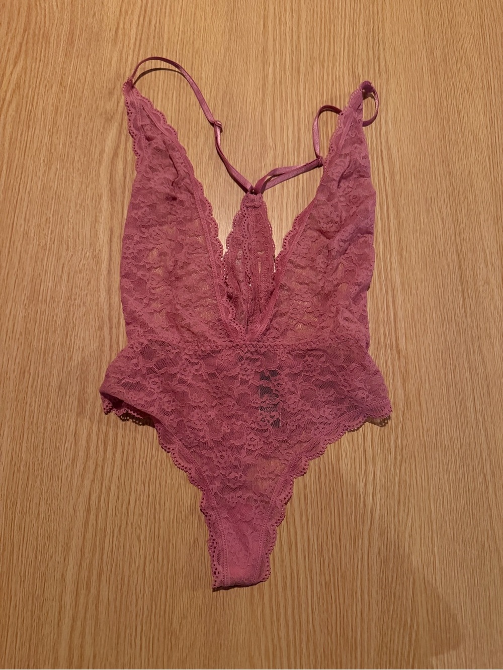 Victorias Secret Lace Plunge Teddy Bodysuit - Rose